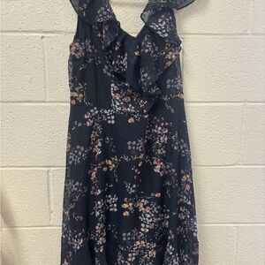 Floral Ruffle navy Dress